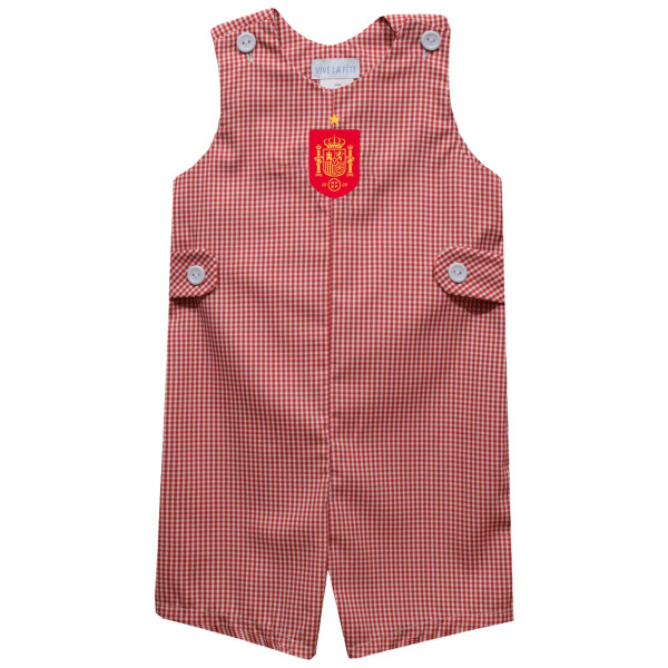 Детская Spain National Team Vive La Fete Gingham Jon Jon Romper - Red