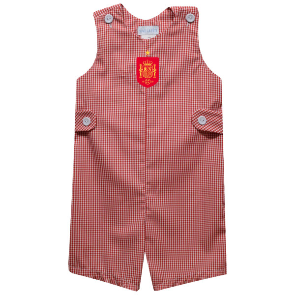 Детская Spain National Team Vive La Fete Gingham Jon Jon Romper - Red