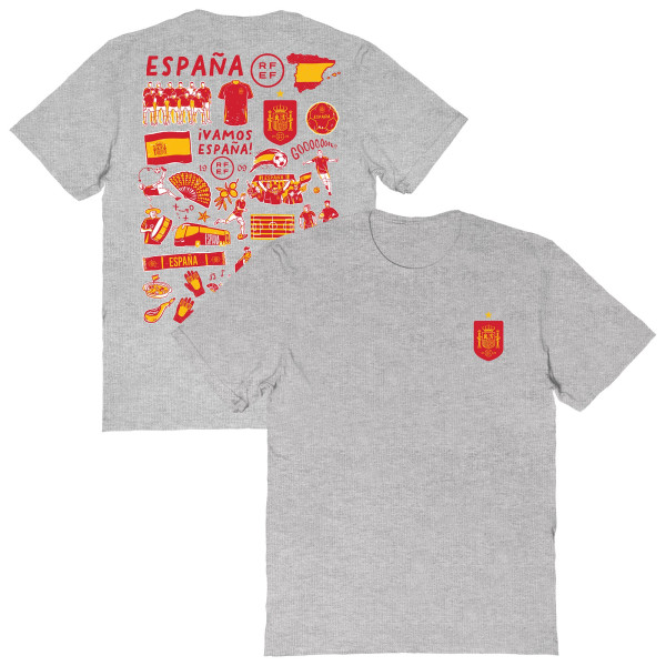 Женская Футболка Spain National Team Vive La Fete Impressions Artwork Fitted - Gray