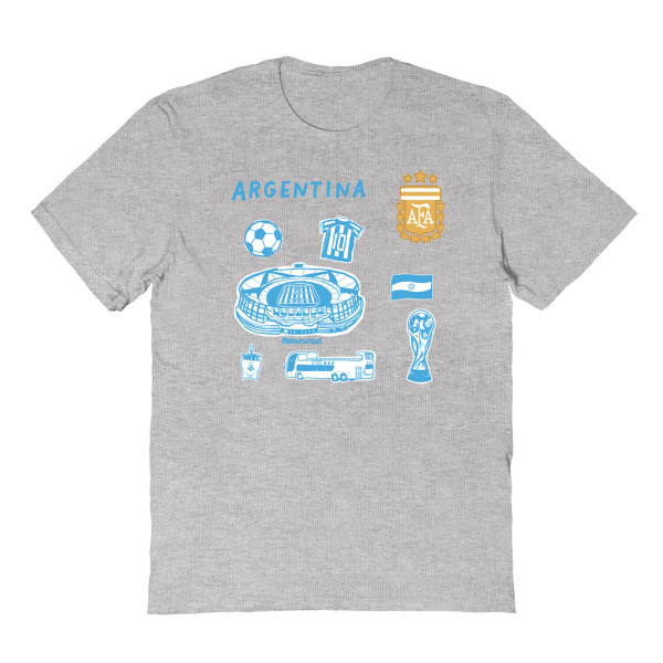 Подростковая Argentina National Team Vive La Fete Impressions Icons T-Shirt - Gray