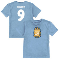 Подростковая Julián Álvarez Argentina National Team Vive La Fete Name & Number Color Badge T-Shirt - Light Blue