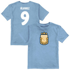 Подростковая Julián Álvarez Argentina National Team Vive La Fete Name & Number Color Badge T-Shirt - Light Blue