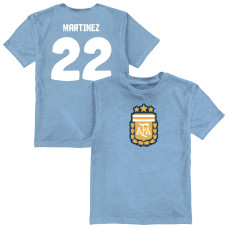 Подростковая Lautaro Martinez Argentina National Team Vive La Fete Name & Number Color Badge T-Shirt - Light Blue