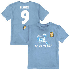 Детская Julián Álvarez Argentina National Team Vive La Fete Name & Number Chilena Style T-Shirt - Light Blue