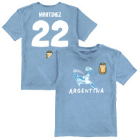 Детская Lautaro Martinez Argentina National Team Vive La Fete Name & Number Chilena Style T-Shirt - Light Blue