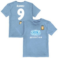 Детская Julián Álvarez Argentina National Team Vive La Fete Name & Number Stadium Style T-Shirt - Light Blue