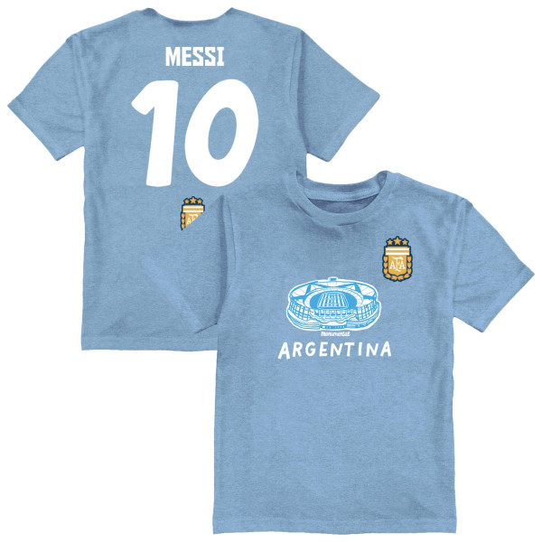 Детская Lionel Messi Argentina National Team Vive La Fete Name & Number Stadium Style T-Shirt - Light Blue