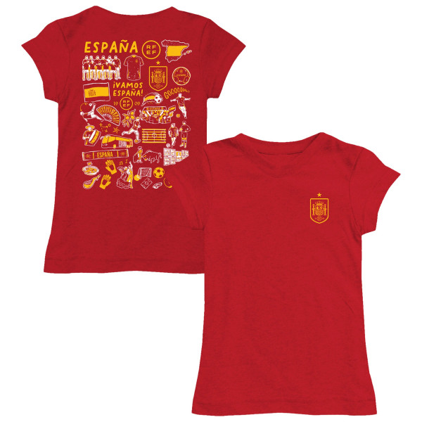 Детская Spain National Team Vive La Fete Girls Impressions Artwork Fitted T-Shirt - Red