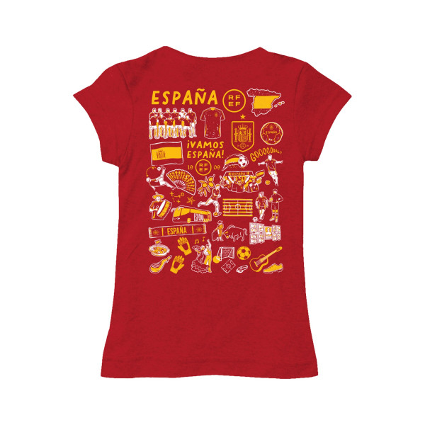Детская Spain National Team Vive La Fete Girls Impressions Artwork Fitted T-Shirt - Red