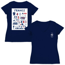 Женская Футболка France National Team Vive La Fete Impressions Artwork V-Neck Fitted - Navy