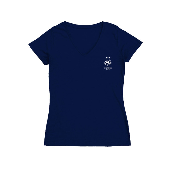 Женская Футболка France National Team Vive La Fete Impressions Artwork V-Neck Fitted - Navy