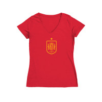 Женская Футболка Spain National Team Vive La Fete Color Badge V-Neck Fitted - Red