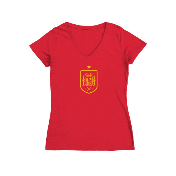 Женская Футболка Spain National Team Vive La Fete Color Badge V-Neck Fitted - Red