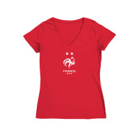 Женская Футболка France National Team Vive La Fete Color Badge V-Neck Fitted - Red