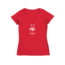 Женская Футболка France National Team Vive La Fete Color Badge V-Neck Fitted - Red