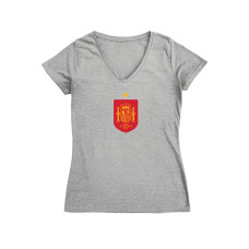 Женская Футболка Spain National Team Vive La Fete Color Badge V-Neck Fitted - Gray