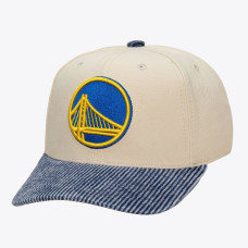 Бейсболка Golden State Warriors Mitchell & Ness Cream/Blue Washed Corduroy Pro Crown