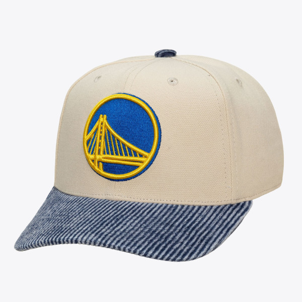 Бейсболка Golden State Warriors Mitchell & Ness Cream/Blue Washed Corduroy Pro Crown