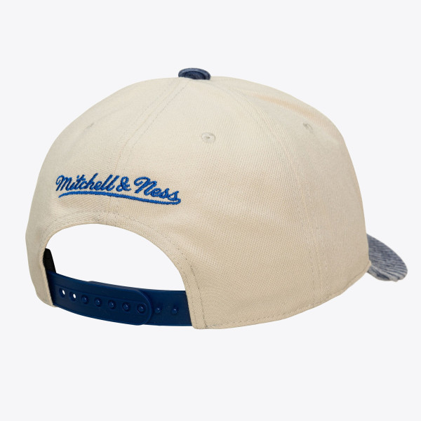 Бейсболка Golden State Warriors Mitchell & Ness Cream/Blue Washed Corduroy Pro Crown