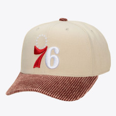 Бейсболка Philadelphia 76ers Mitchell & Ness Cream/Red Washed Corduroy Pro Crown