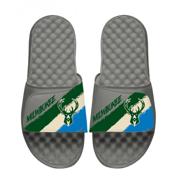 Unisex Milwaukee Bucks ISlide Paint Stripes Slide Sandals