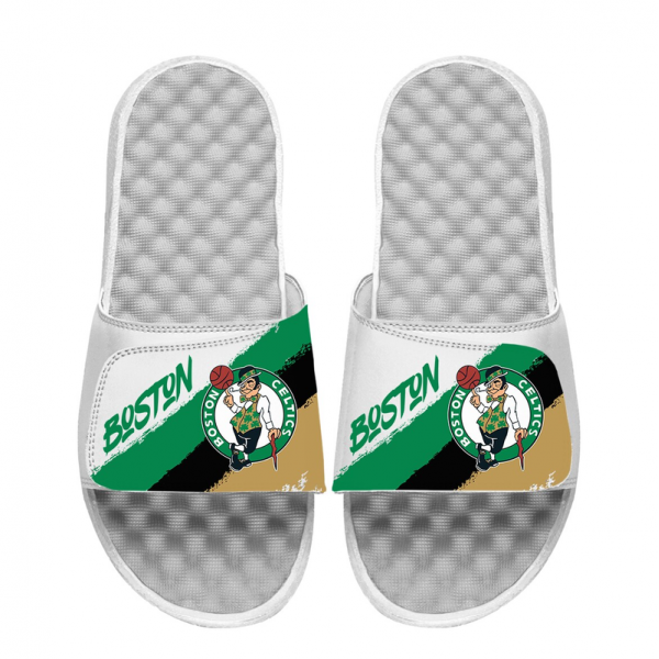 Unisex Boston Celtics ISlide Paint Stripes Slide Sandals