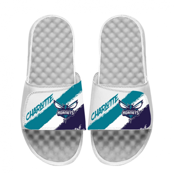 Unisex Charlotte Hornets ISlide Paint Stripes Slide Sandals