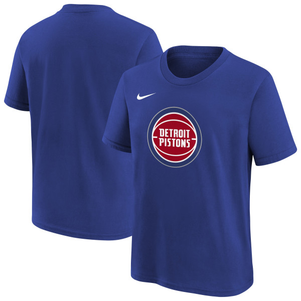 Подростковая Detroit Pistons Nike Blue Team Essential Logo T-Shirt