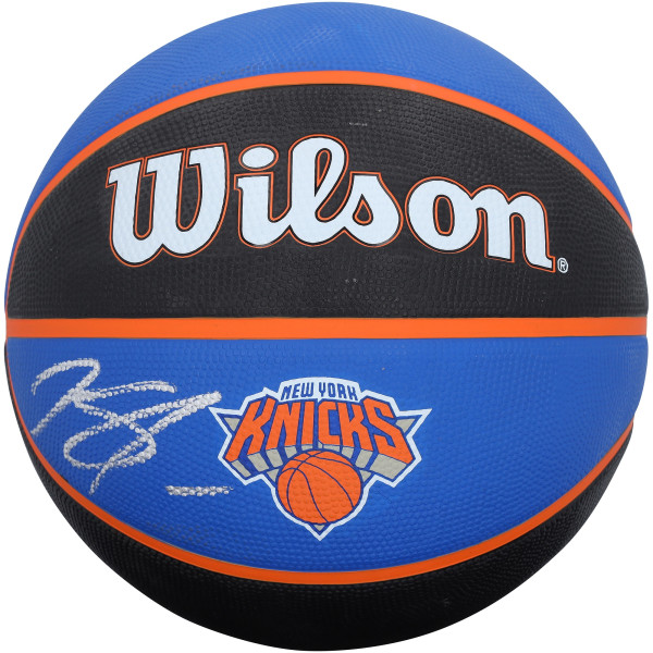 Мяч с автографом Karl-Anthony Towns New York Knicks Fanatics Authentic Wilson Black/Blue Tribute