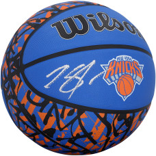 Мяч с автографом Karl-Anthony Towns New York Knicks Fanatics Authentic Wilson Black/Blue Graffiti
