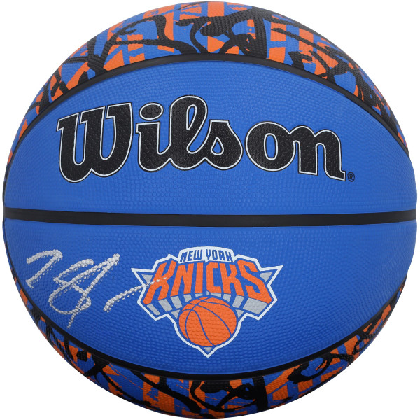 Мяч с автографом Karl-Anthony Towns New York Knicks Fanatics Authentic Wilson Black/Blue Graffiti