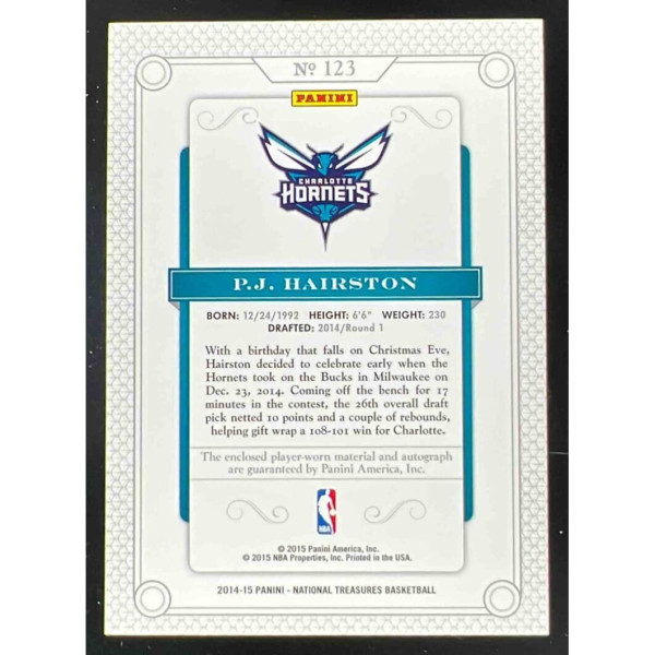 2014-15 Panini National Treasures #123 P.J. Hairston RC Auto /99