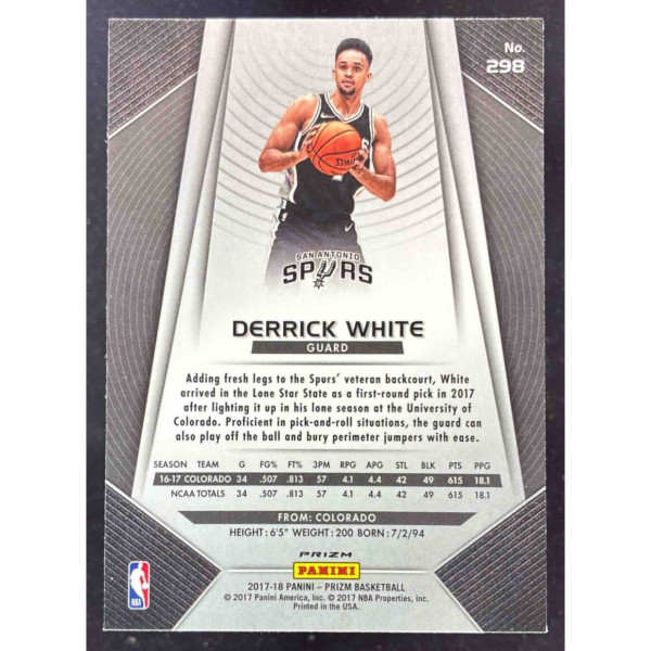 2017-18 Panini Prizm Prizms Hyper #298 Derrick White RC