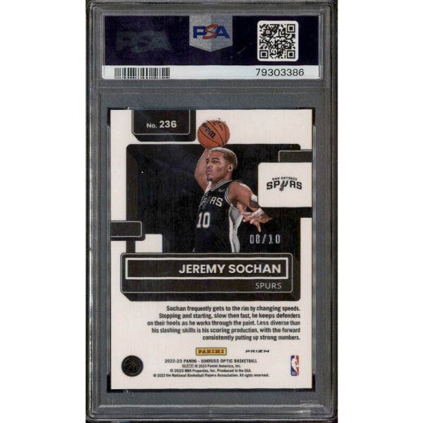 2022 Donruss Optic Gold #236 Jeremy Sochan RC /10 PSA 10