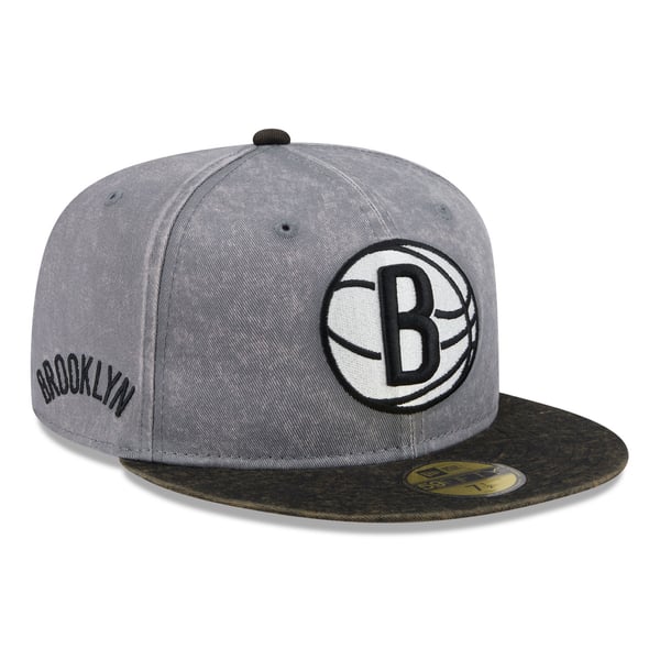 Бейсболка Brooklyn Nets New Era Gray/Black Washed 59FIFTY