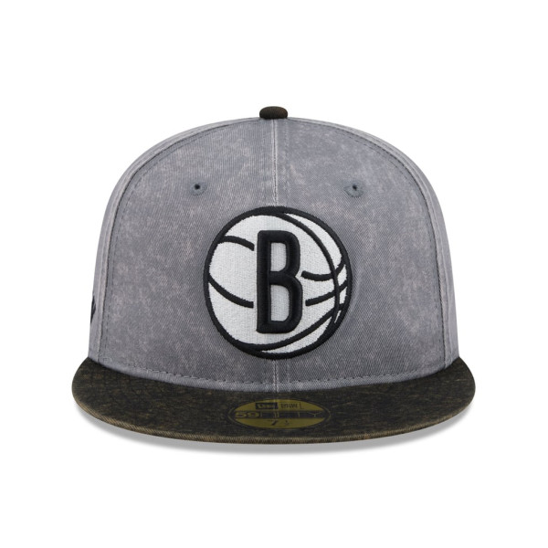 Бейсболка Brooklyn Nets New Era Gray/Black Washed 59FIFTY