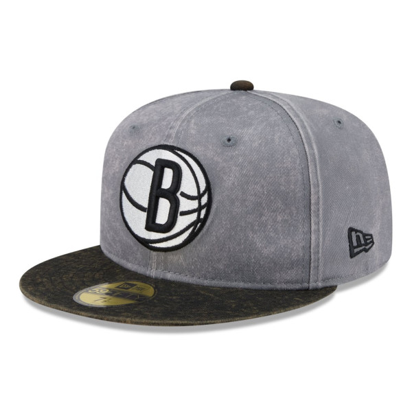 Бейсболка Brooklyn Nets New Era Gray/Black Washed 59FIFTY