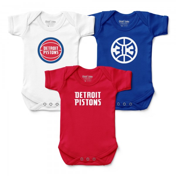 Малышам Detroit Pistons Chad & Jake Three-Pack Bodysuit Set