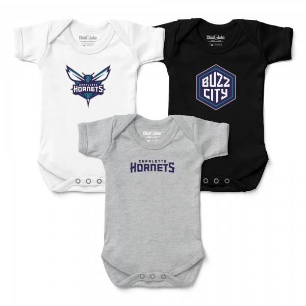 Малышам Charlotte Hornets Chad & Jake Three-Pack Bodysuit Set