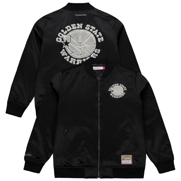 Куртка Golden State Warriors Mitchell & Ness Black Chrome Satin Bomber Full-Zip