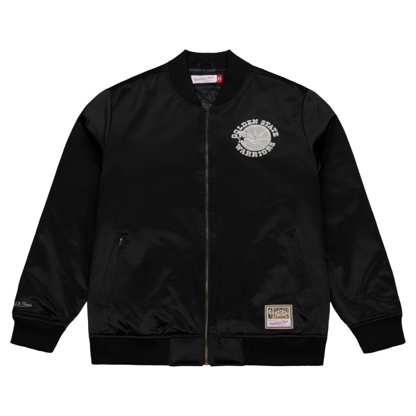Куртка Golden State Warriors Mitchell & Ness Black Chrome Satin Bomber Full-Zip