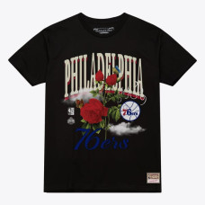 Футболка Unisex Philadelphia 76ers Mitchell & Ness Black Floral Graphic