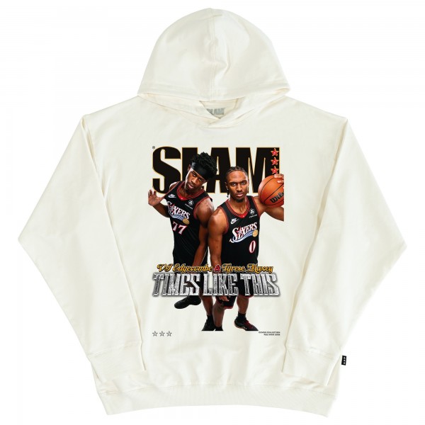 Unisex Philadelphia 76ers VJ Edgecombe & Tyrese Maxey SLAM Cream Cover Hoodie