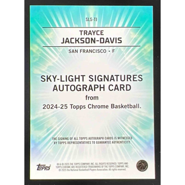 2024-25 Topps Chrome Sapphire Sky-Light Orange Trayce Jackson-Davis Auto /25