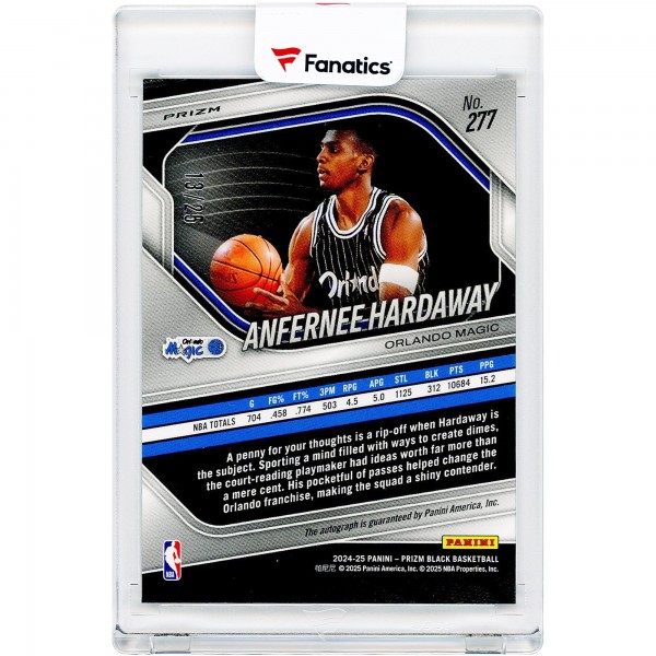 Penny Hardaway Orlando Magic Autographed 2024-25 Panini Prizm Black Blue Shimmer Prizm #277 #13/25 Card