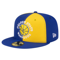 Бейсболка Golden State Warriors New Era Gold/Royal 80s Throwback Pinwheel 59FIFTY