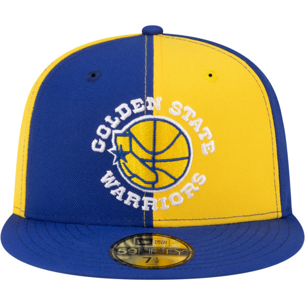 Бейсболка Golden State Warriors New Era Gold/Royal 80s Throwback Pinwheel 59FIFTY