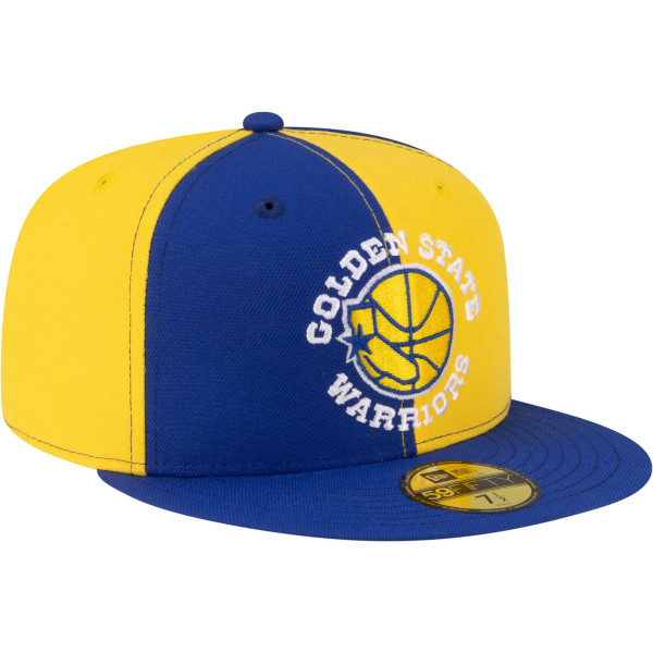 Бейсболка Golden State Warriors New Era Gold/Royal 80s Throwback Pinwheel 59FIFTY