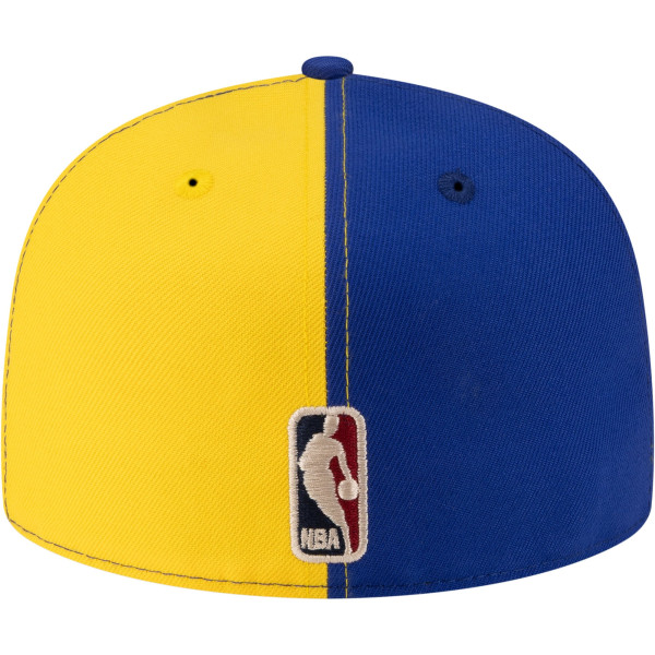 Бейсболка Golden State Warriors New Era Gold/Royal 80s Throwback Pinwheel 59FIFTY