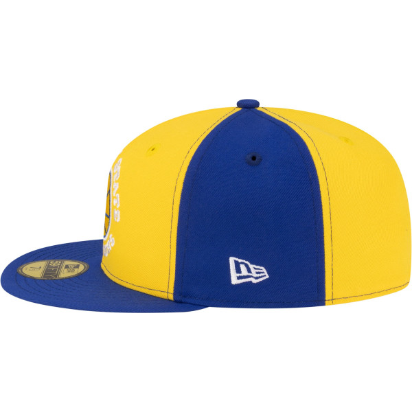 Бейсболка Golden State Warriors New Era Gold/Royal 80s Throwback Pinwheel 59FIFTY